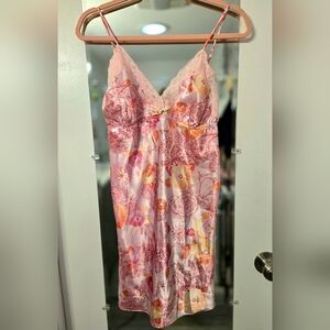 Floral Pink Lace Trim Night gown